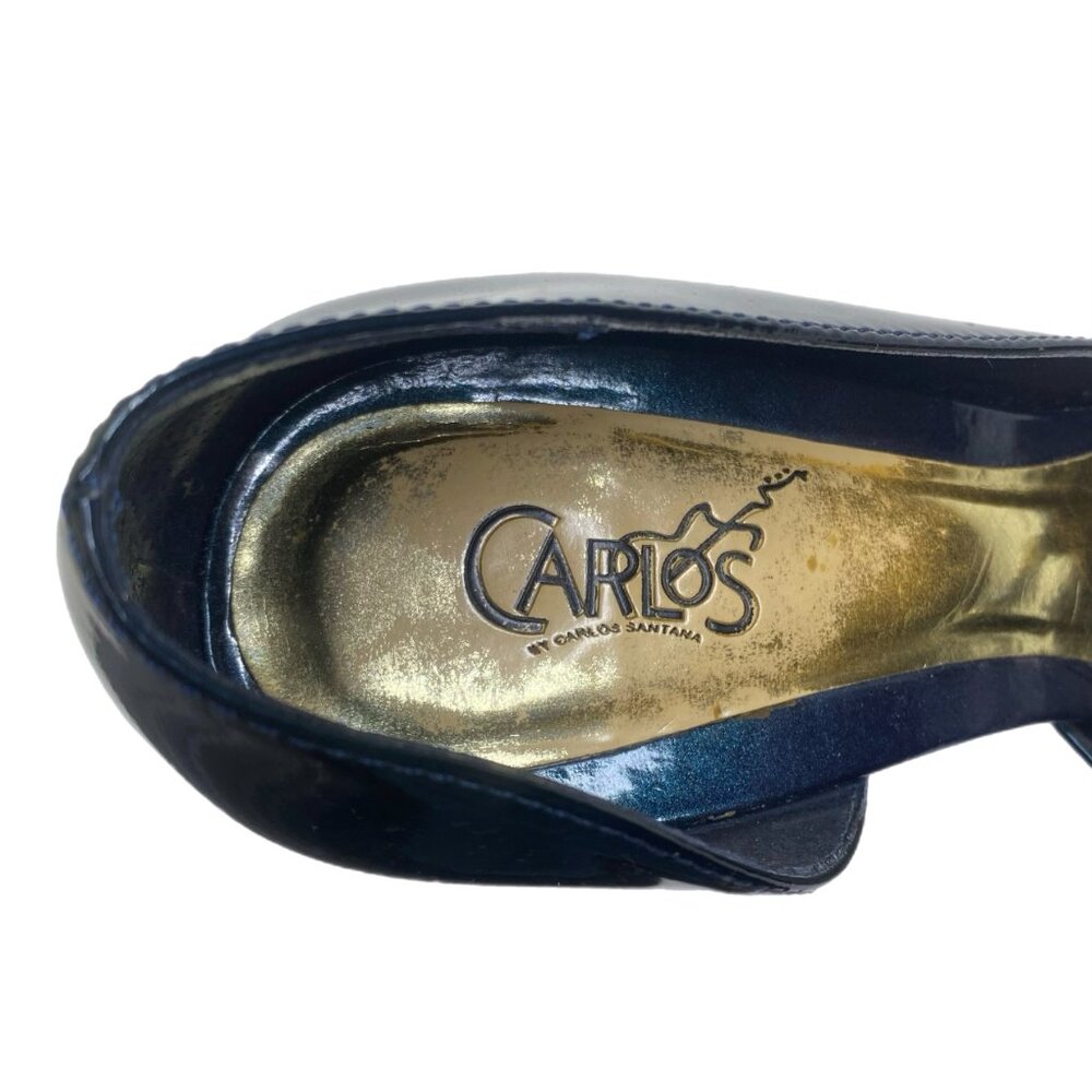 Carlos Roulette Navy Stiletto Heels with Peep Toe Size 6.5 M - Picture 12 of 13